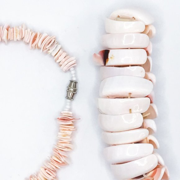 Bracelet Necklace Set Lot Luhuanus Shell Chips Orange Pink Beach Island Surfer - Picture 9 of 11